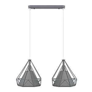 Elem Piramida 8803/2 ZWIS - 08 lampa wisząca zwis nowoczesna loft pręty metalowa stożek 2x60W E27 szara
