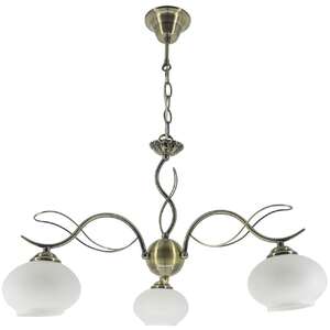 Elem Goya 8950/3 21QG lampa wisząca zwis żyrandol klasyczny elegancki antyczny klosz szklany łańcuch 3x60W E27 mosiądz/biała