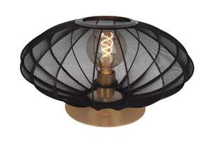 Lucide Corina 03547/40/30 lampa stołowa lampka ażurowy materiałowy klosz 1x40W E27 czarna/złota