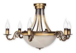 Lemir Arkadia Plus O2136 W8 PAT plafon lampa sufitowa żyrandol 8x60W E14+E27 patyna / biały alabaster