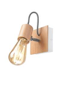 Lamkur Gustavo 39763 kinkiet lampa ścienna 1x60W E27 biały/drewniany