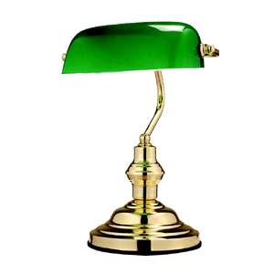 Globo Antique 2491 lampa stołowa lampka biurkowa bankierka 1x60W E27 zielona/złota