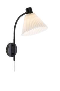 Marksjold Mira 108752 kinkiet lampa ścienna łukowy klasyczny elegancki abażur materiałowy 1x40W E14 czarny/biały