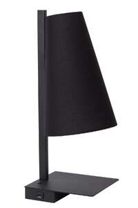 Lucide Gregory 30295/01/30 lampa stołowa lampka nowoczesna z abażurem ładowarka USB 1x60W E27 czarna