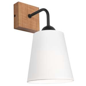 Lamkur Lula 47614 kinkiet lampa ścienna boho drewniany materiałowy klosz 1x60W E27 biały/drewno