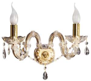 Candellux Maria Teresa 33-94639 lampa kinkiet ścienny pałacowy świecznik świeczki świece kryształy rustykalna 2 ramiona E14 2x40W złota - wysyłka w 24h