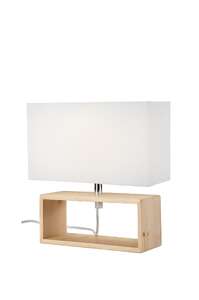 Lamkur Scandi 34867 lampa stołowa lampka 1x40W E14 drewniana/biała