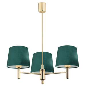 Argon Ponte Plus 6192 lampa wisząca żyrandol abażur welur glamour klasyczna patyki 3x15W E27 zielony/złoty