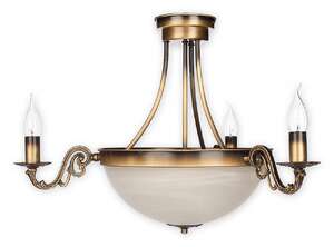Lemir Arkadia Plus O2133 W5 PAT plafon lampa sufitowa żyrandol 5x60W E14+E27 patyna / biały alabaster