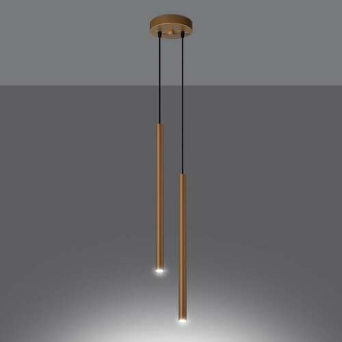Sollux Pastelo SL.1305 lampa wisząca zwis nowoczesna sople rurki tuba 2x8W G9 złota