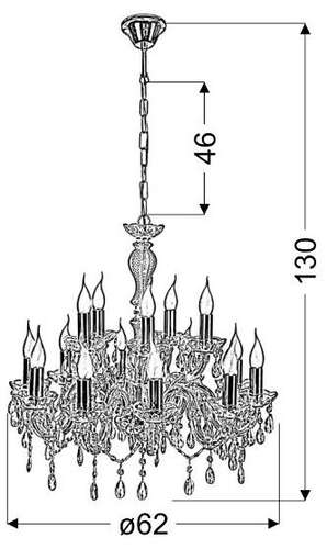 Candellux Maria Teresa 30-95810 lampa wisząca sufitowa żyrandol pałacowy świecznik świeczki świece kryształy rustykalna 15 ramion E14 15x40W złota